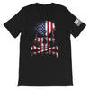 Skull and Bones USA Flag Red, White, and Blue Front Print