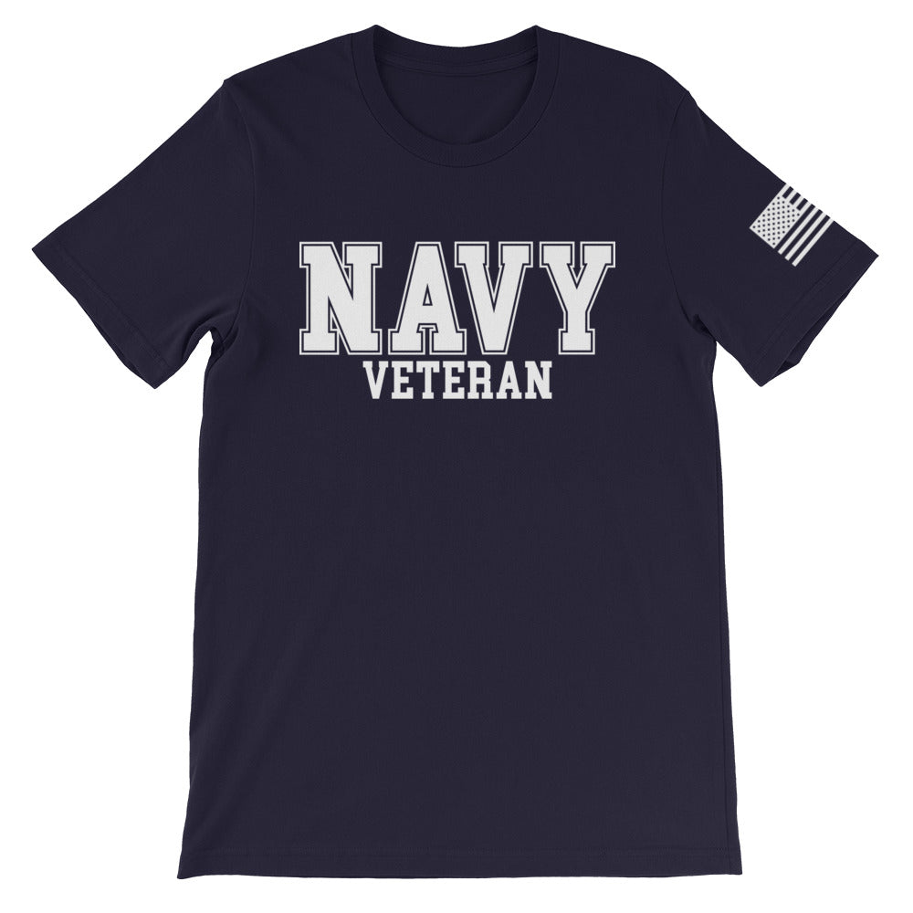 Navy Veteran White Front Print